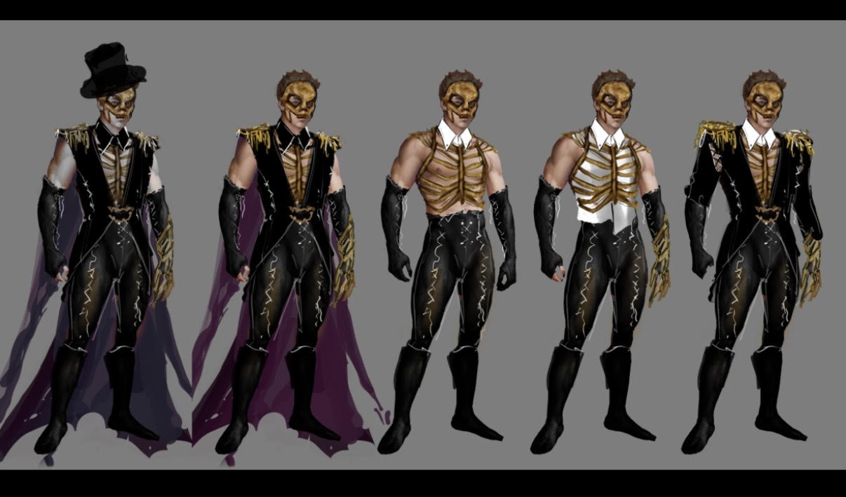 Hero gold-skeleton conductor costume concepts
